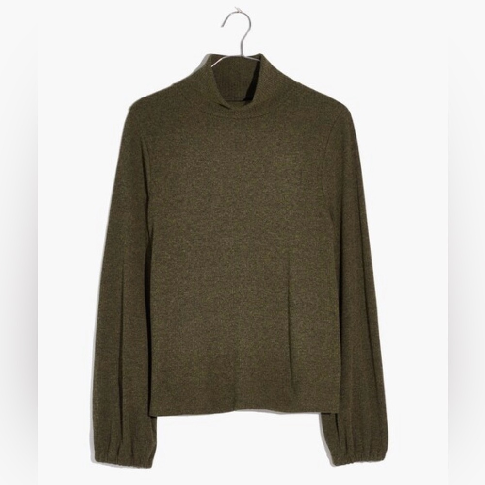 Madewell Women’s Heathered Bubble Sleeve Swing Turtleneck Heather Loden Medium